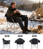 SunSettler Heated Camping Chair, Oversized Heated Outdoor Chairs for Adults with 3 Heat Levels, Portable Folding Padded Chair for Camp, Lawn, Sports (Battery NOT Included) (Black, Oversized)