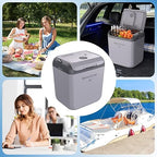 Garvee 32 QT (30 L) Electric Cooler & Warmer with Handle, Portable Car Refrigerator, 12V Car Cooler, 110V AC Home Power Cord, Plug In Coolers, Car fridge for Vehicle, Truck, Travel, Camping, Gray