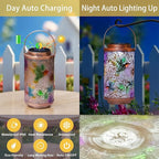 2Pack Solar Lanterns Outdoor Waterproof Hummingbird Garden Gifts for Mom, Multicolor Solar Lights Lantern for Backyard Garden, Pathway, Outside, Mothers' Day Gifts for Women Grandma