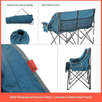 ARROWHEAD OUTDOOR 57" Wide Duo Foldable Heated Camping Loveseat Chair with 3-Stage Heating, Large Cup Holders, Glass Holders, Side Pockets, and Storage Pouches