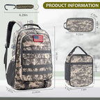 School Backpack for Boys - Camouflage Boys Backpack for Kids Teens Elementary Middle School - 4pcs Camo Students Bookbag with Lunch Box and Pencil Case & Key-chain,18″ Bookbag with Usb Charging Port