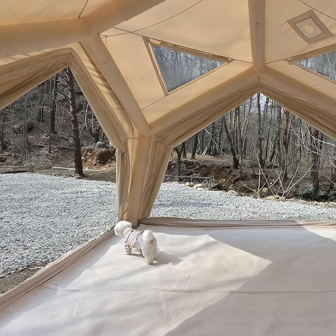 Coody Inflatable Canvas Camping Tents with Stove Jack – Premium Air Beam Family Glamping Tent, Breathable Cotton Canvas, Fast Setup Air Tent with Pump