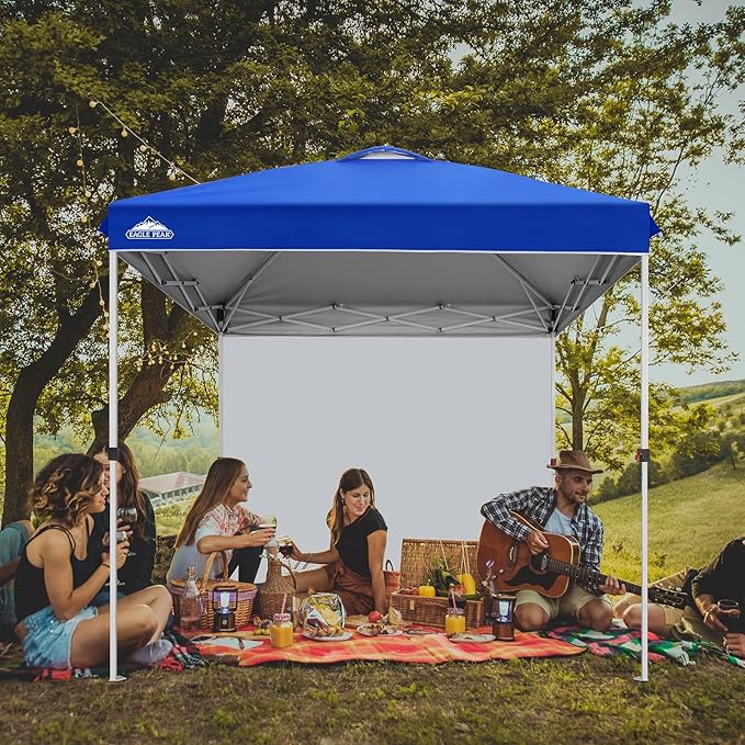EAGLE PEAK Commercial Canopy 8x8 Pop Up Canopy Tent with 1 Sidewall, Easy Setup Heavy Duty Instant Event Shelter for Vendors & Markets, Outdoor Sun Shade, Blue