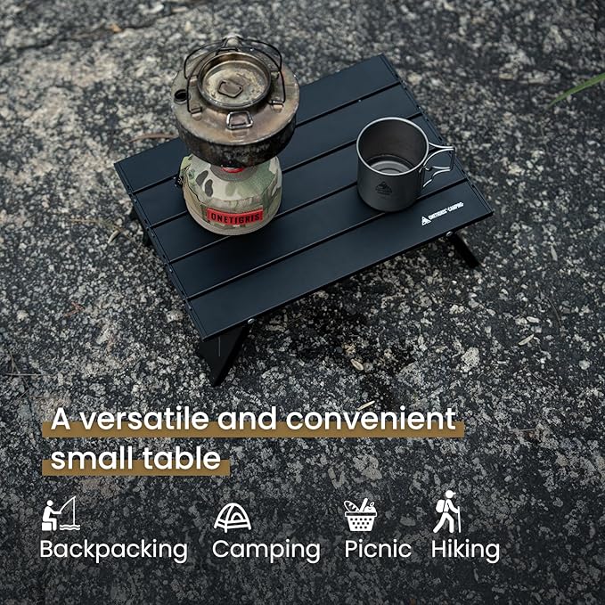 ONETIGRIS Ultralight Backpacking Table, Compact Pop-Up Folding Table for Camping, Hiking, Beach, Picnic, Travel