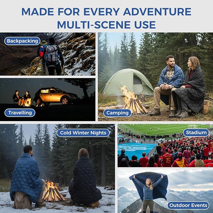 ATEPA Wearable Sleeping Bag, Recycled Warm Winter Camping Blanket Wearable Poncho for Outdoor, Stadium Sports Women Men