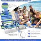 Tangkula Backpack Beach Chair with Table, 5-Position Lay Flat Beach Chairs with Cooler Bag, 2 Cup Holders, Towel Bar, Lightweight Low Folding Beach Chair with Backpack Straps