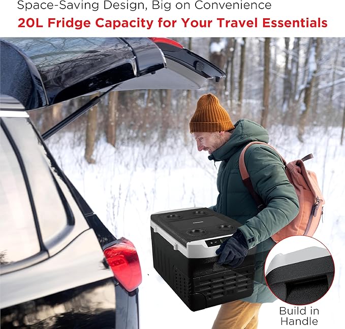 Frigidaire 2-in-1 Portable 12/24V DC & 110-240V AC Compressor Fridge Freezer – Compact for Travel, Car, Camping, Road Trips, Home, Dual Voltage 21qt