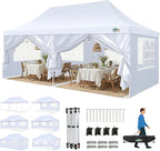 COBIZI Canopy 10x20 Pop Up Canopy Tent with Sidewalls, Waterproof Commercial Canopy Ez Outdoor Instant Gazebo UV Protection 50+ Event Shelter, Garden Tents for Parties with Sandbags, White