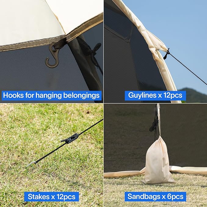 Alvantor Pop Up Screen House Gazebo with Mosquito Netting, Instant UV Resistant Sun Shelter for Patio & Backyard, Portable Canopy Tent for 2-10 Person