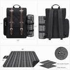 Picnic Backpack for 2 Person with Large Insulated Cooler Bag, Picnic Basket Set with Wine Pouch, Waterproof Picnic Blanket & Cutlery Set. Perfect for Camping, Party,Wedding Gift for Couple.2P-Black