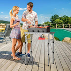 GARLLEN 2ft Folding Grill Table, 3 Adjustable Height Folding Camping Table with Heat-Resistant Mesh Tabletop, Portable Aluminum Picnic Tables for BBQ, Camping, Outdoor, 22.8" L x 15.7" W