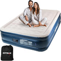 Pittman Outdoors - 20" Luxury Air Mattress Queen with Built in Pump, Premium Comfort Queen Size Blow up Mattress, 700lb Capacity - Ideal for Home Visits, Guests, Travel or Camping, Includes Carry Bag