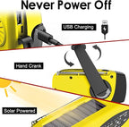 Emergency Hand Crank Radio with LED Flashlight for Emergency, AM/FM Portable Weather Radio with 2000mAh Power Bank Phone Charger, USB Charged & Solar Power for Camping, Emergency(Yellow)