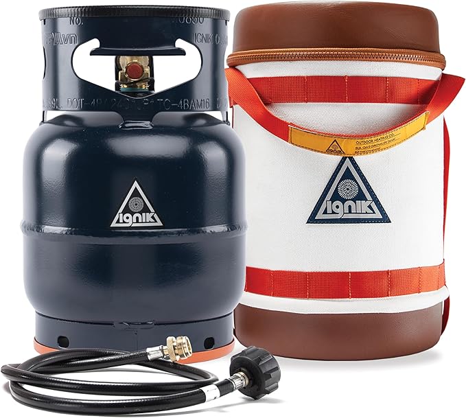 Ignik Refillable Gas Growler Deluxe 5-Pound Empty Propane Tank with Carry Case and Adapter Hose
