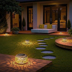 Solar Table Lanterns Outdoor Waterproof: 2 Pack LED Lamps for Patio - White Hollow-Out Metal Retro Solar Light Decor Gift for Women Mom Mothers Day Yard Garden Balcony Indoor Desk Tabletop Decorations