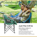 ARROWHEAD OUTDOOR Portable Folding Double Duo Camping Chair Loveseat w/ 2 Cup & Wine Glass Holder, Carrying Bag, Supports up to 500lbs
