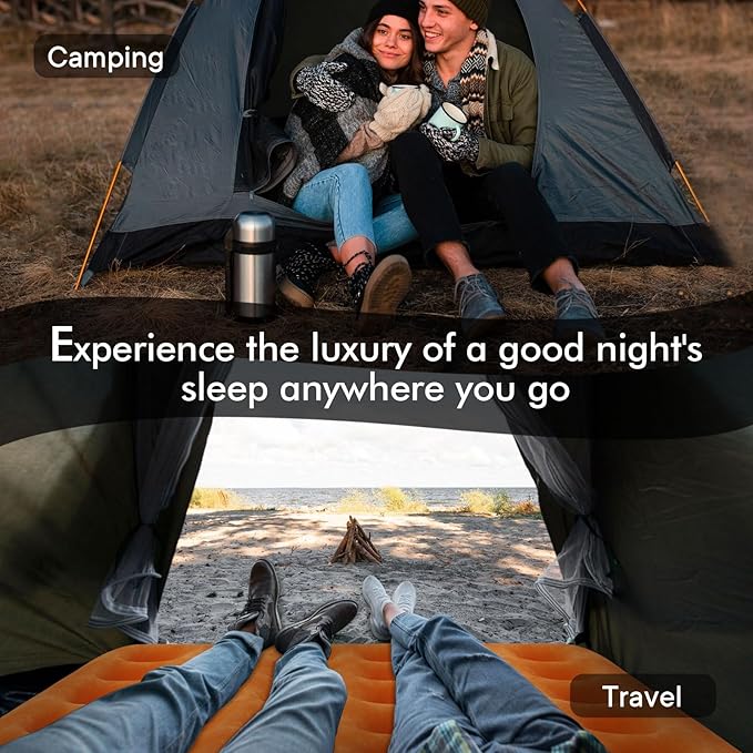 Air Mattress Twin with Built-in Rechargeable Pump 9'' Camping Inflatable Mattress Portable Blow up Mattress Air Bed Guest Bed for Home Outdoors Hiking Travel
