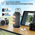 Portable Charger Solar Power Bank 8000mAh with USB-A and USB-C 5V/3A Output Port Blue Battery Pack Compatible with iPhone, Samsung, Waterproof Emergency LED Flashlights Perfect for Camping, Hiking