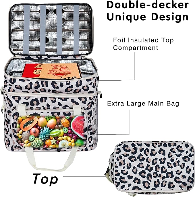 Soft Collapsible Insulated Sided Cooler - 60 Can Large Leakproof Picnic Beach Meal Prep Portable Travel Cooler for Shopping, Kayaking, Road Trips