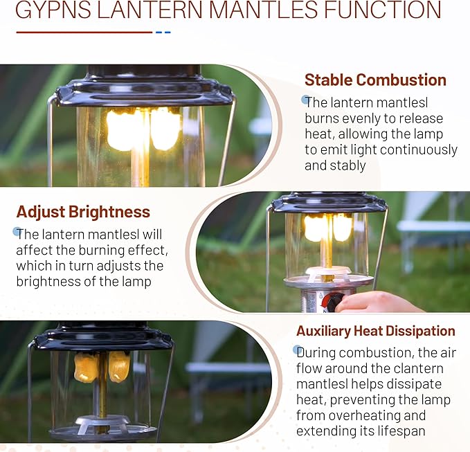 10 Pcs Lantern Mantles and for Coleman Lantern Pump Repair Kit, Compatible with Coleman Outdoor Camping Accessories Propane Fueled Lighting Lanterns Mantles #21 Replacement