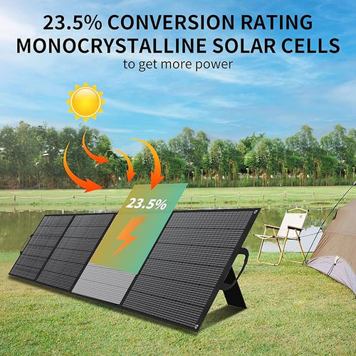 400W Portable Solar Panel, Lightweight Foldable Solar Panel with Adjustable Kickstand, Suitcase with Handle, Solar Charger for Camping, Outdoor Activities