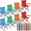 8 Pcs Folding Camping Chairs with Cupholder and Carry Bag Regular Size Portable Lightweight Lawn Chair with Mesh Side Pocket for Fishing Hiking Picnic Beach Outdoor Party (Classical)