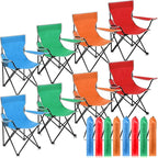 8 Pcs Folding Camping Chairs with Cupholder and Carry Bag Regular Size Portable Lightweight Lawn Chair with Mesh Side Pocket for Fishing Hiking Picnic Beach Outdoor Party (Classical)