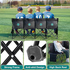 1MORE Soccer Bench - Portable Folding Team Bench, 6 Seats Foldable Sideline Benches, Soccer Chair with Bag & Backrest, Adult Team Chair for Football Camp Sport Events Outdoor Seating.Black-2PACK