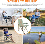 XGEAR Camping Chair Hard Arm High Back Lawn Chair Heavy Duty with Cup Holder, for Camp, Fishing, Hiking, Outdoor, Carry Bag Included