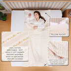 100% Cotton Sleeping Bag Liner with Full Length Zipper on 3 Sides; Single/Double Adult Sleep Sack for Travel & Camping, Multifunctional Travel Sheets (Unzipped 87”x87”) for Hotel, Lightweight