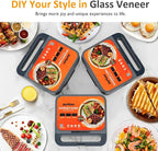 Sunvivi 3 in 1 Sandwich Maker, Electric Waffle Maker with Removable Non-stick Plates, 1000W Panini Press Grill with Glass Top, Cool Touch Handle & Easy to Clean, Blue