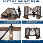 12x12FT Portable Gazebo Tent with Mosquito Netting - Instant Setup Canopy Shelter, 6 Sidewalls & Carry Bag, Stakes for Camping, Backyard, Lawn Events