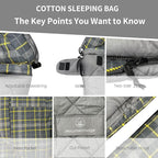 Mountainlodge 100% Cotton Shell and Lining Sleeping Bag for Adult Cold Weather with Compression Bag&Carry Bag for Camping,Travel and Car Camping