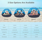 NXONE Beach Tent Sun Shelter with UPF 50+ UV Protection, Lightweight Easy Setup Portable Beach Canopy for Family, Large Space for Beach, Camping & Outdoor, 3/4/6 Person