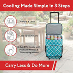 dbest products Ultra Compact Cooler Smart Cart, Moroccan Tile Insulated Collapsible Rolling Tailgate BBQ Beach Summer