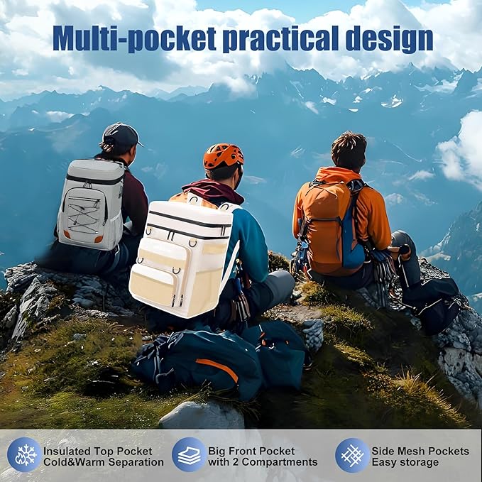 Backpack Cooler Insulated Leak Proof for Men Wowen 36 Cans Soft Cooler Backpack Insulated Waterproof Large Capacity Coolers Bag Portable for Lunch Camping Travel Picnic Hiking