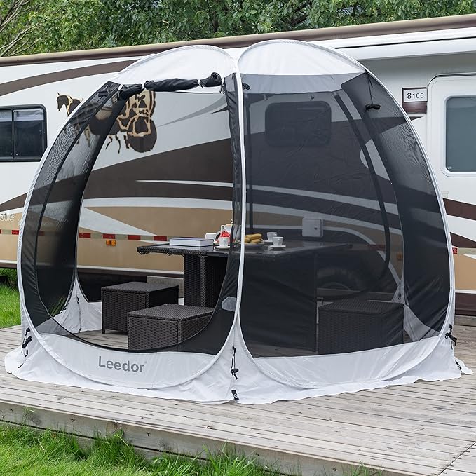 LEEDOR Pop Up Screen House, 6-10-15 Person Outdoor Screen Tent，Camping Screen Room with Carry Bag, Screened Gazebo with Mosquito Netting, Instant UV Resistant Sun Shelter for Garden, Patio, Backyard
