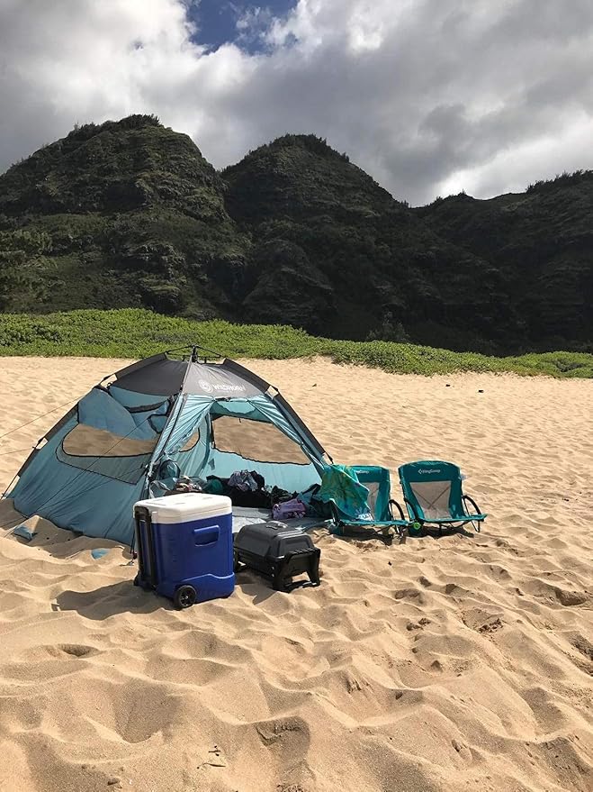 KingCamp Low Beach Chairs, Folding Portable Chair for Adults Lightweight Extra Wide Seat 300lbs Heavy Duty Oversized Backpack, Carry Bag for Camping
