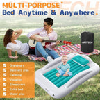 Inflatable Toddler Travel Bed - Portable Toddler Kids Travel Bed with Safety Sides Complete Kids Air Mattress Set with High-Speed Pump, Ideal for Vacation Camping and Sleepover (60 Inches)