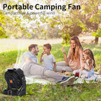 20000mAh Camping Fan with LED Lantern USB TpyeC Rechargeable Battery Operated Fan Outdoor Fans with Light & Hook,4 Speeds Personal USB Desk for Camping Black X26A