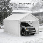 Carport 10x20ft Heavy Duty Canopy,Portable Garage Party Tent,Portable Garage with Removable Sidewalls & Doors All-Season Tarp for Car,Truck,Party White