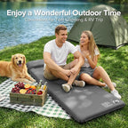 Self-Inflating Sleeping Pad for Camping, 3.1" Ultra-Thick Outdoor Camping Mat with Pillow & 9.5 R-Value, Insulated All-Season Foam Sleeping Pad for Camping Travel Tent Car,Gray