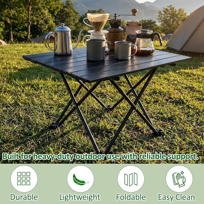 Nuenen 6 Pcs Portable Camping Table Bulk 22 x 17 x 16 Inch Compact Camping Folding Table with Carry Bag for Camp Essentials Hiking Picnic BBQ Cooking Beach Fishing Travel Outdoor Use