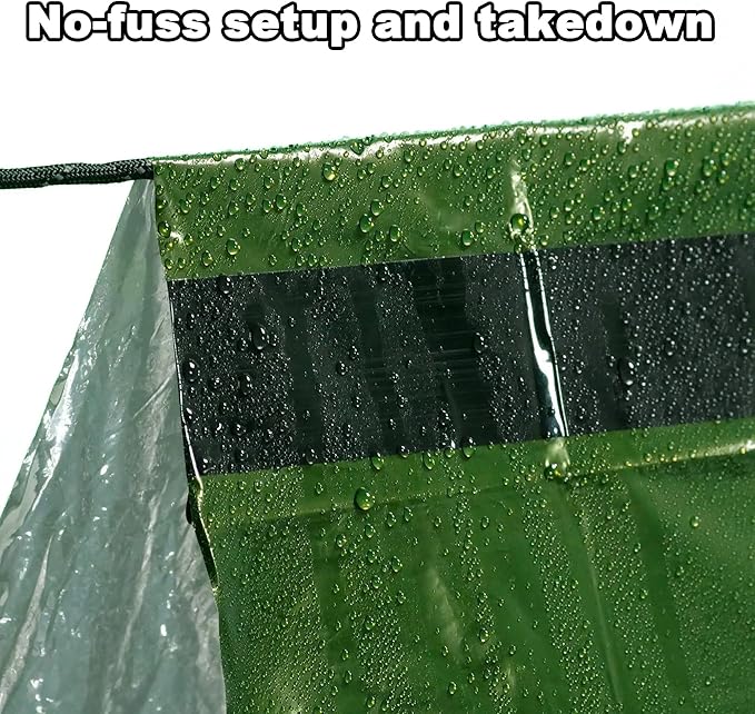 Emergency Survival Tent 2 Person with Survival Whistle Shelter for Bug Out Bag Storm with Doors Tornado Shelter for Camping Tactical for Survival Kit with Whistle & Paracord Green