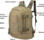 Large Tactical Expandable Backpack 39L-64L Military Bug Out Bag With Waist Strap