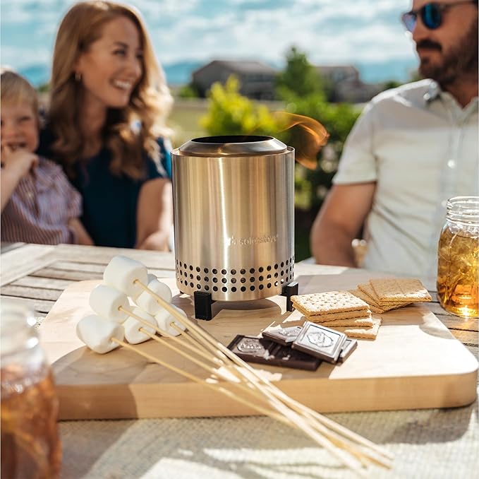 Solo Stove Mesa, 5.1 Inch Tabletop Fire Pit with Stand - Smokeless, Stainless Steel Fire Pit for Camping, Outdoor & Patio- Wood Burning or Pellet Fueled Portable Bonfire, 1.4lbs, Water
