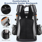 SUNUP 35 Cans Waterproof Cooler Backpack, Soft Insulated Leak Proof Backpack Cooler for Men Women, Large Capacity Ice Chest for Beach, Hiking, Camping, Travel, Outdoor, Grey