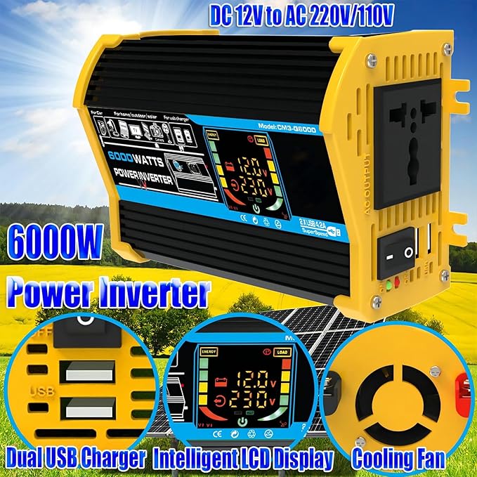 100W Monocrystalline Solar Panel Kit with Lightweight Inverter for RV, Camping, and Boat(Black,50W)