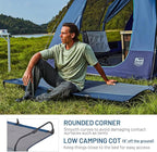 TIMBER RIDGE 20-Second Quick Set-Up Camping Cot, Lightweight Aluminum Folding Cot with Zipper Closure, Portable Carry Bag Included for Camping, Travel and Outdoors, Support up to 225lbs, Blue