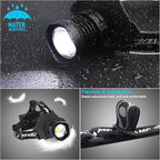 Bud K LED Headlamp USB Rechargeable, Head Lamp XHP70 Super Bright 90000 High Lumen with 5 Modes, Batteries Included, Zoomable, Waterproof Headlight for Camping Hunting Running Fishing Biking (Black)